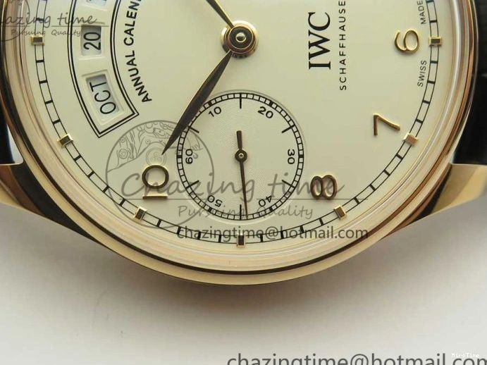 MIROTIME 0422 Thermal Portuguese Real PR Real Annual Calendar IW503501 RG ZF 1:1 Best Edition White Dial on Black Leather Strap A 7150